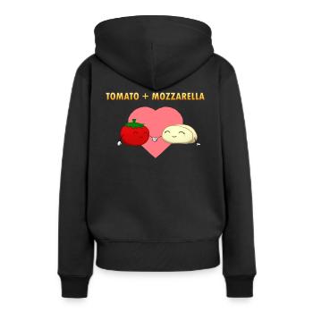 Tomate Mozarella - Frauen Premium Bio Hoodie - Schwarz - Hinten - Julia (174cm)