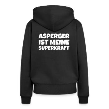 Asperger Ist Meine Superkraft - Frauen Premium Bio Hoodie - Schwarz - Hinten - Julia (174cm)