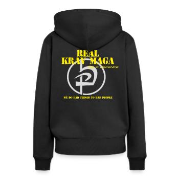 bad things Krav Maga - Frauen Premium Bio Hoodie - Schwarz - Hinten - Julia (174cm)