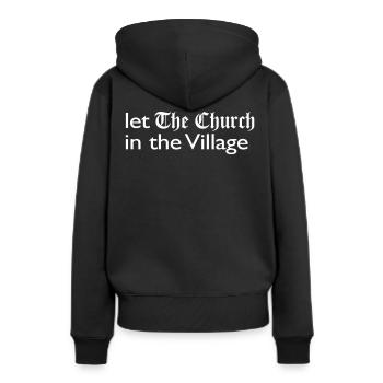 let the church in the village - Frauen Premium Bio Hoodie - Schwarz - Hinten - Julia (174cm)