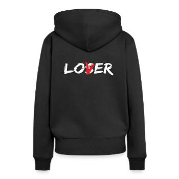 Amant lâche - Sweat à capuche Premium bio Femme - noir - Dos - Julia (174cm)