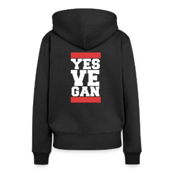 yes Vegan, Yes we can, veganer, veganerin - Frauen Premium Bio Hoodie - Schwarz - Hinten - Julia (174cm)