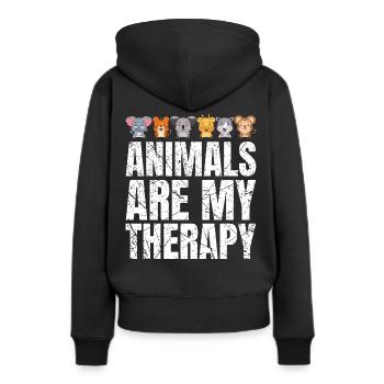 Les animaux sont ma thérapie Amoureux des animaux Animaux - Sweat à capuche Premium bio Femme - noir - Dos - Julia (174cm)