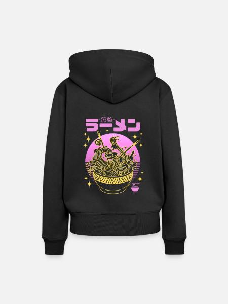 Neon Pink Sunset - Gold Ramen Bowl - Women’s Premium Organic Hoodie - black