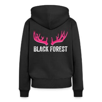 Black Forest Hirschgeweih Pink - Frauen Premium Bio Hoodie - Schwarz - Hinten - Julia (174cm)