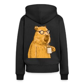 Capybara avec lunettes - Sweat à capuche Premium bio Femme - noir - Dos - Julia (174cm)
