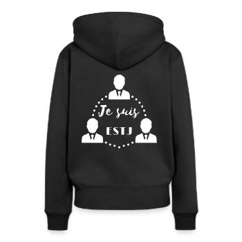 Personnalité ESTJ - Sweat à capuche Premium bio Femme - noir - Dos - Julia (174cm)