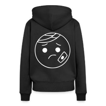 Emoji sketch blesse blanc - Sweat à capuche Premium bio Femme - noir - Dos - Julia (174cm)