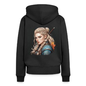 Wikinger Barbar Kriegerin - Frauen Premium Bio Hoodie - Schwarz - Hinten - Julia (174cm)