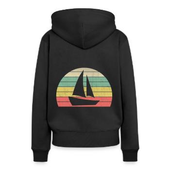 Segel in die Freiheit - Frauen Premium Bio Hoodie - Schwarz - Hinten - Julia (174cm)
