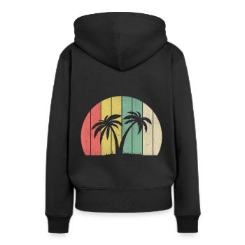 Palmen - Frauen Premium Bio Hoodie - Schwarz - Hinten - Julia (174cm)