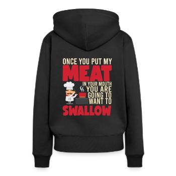 Wenn du mein Fleisch in den Mund… - Frauen Premium Bio Hoodie - Schwarz - Hinten - Julia (174cm)