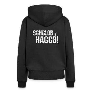 Ich glaube es hackt auf sächsisch Sachsen Sprüche - Frauen Premium Bio Hoodie - Schwarz - Hinten - Julia (174cm)