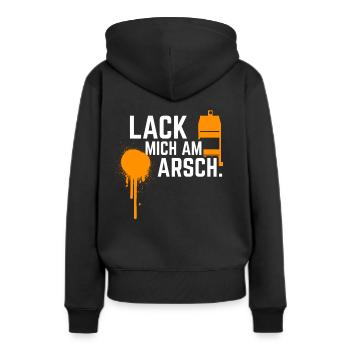 Lack mich am Arsch coole Sprüche für Kfz Lackierer - Frauen Premium Bio Hoodie - Schwarz - Hinten - Julia (174cm)