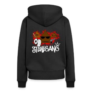 Die Stuhlgang Kacken Freunde Clique Klopapier Gang - Frauen Premium Bio Hoodie - Schwarz - Hinten - Julia (174cm)