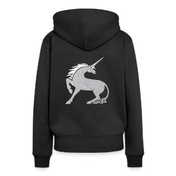 Silber Pferd Glitzer - Frauen Premium Bio Hoodie - Schwarz - Hinten - Julia (174cm)