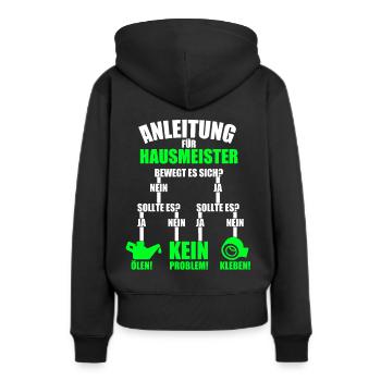 Anleitung für Hausmeister Hauswart Geschenk - Frauen Premium Bio Hoodie - Schwarz - Hinten - Julia (174cm)