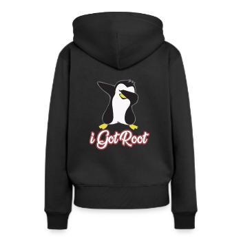 Geek Linux je suis root - Sweat à capuche Premium bio Femme - noir - Dos - Julia (174cm)