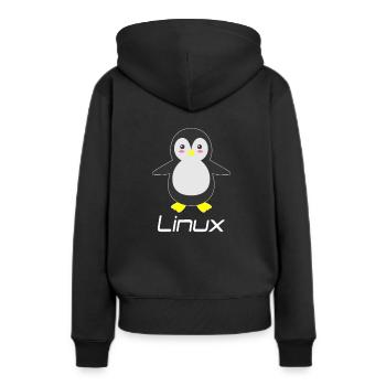 Geek Linux - Sweat à capuche Premium bio Femme - noir - Dos - Julia (174cm)