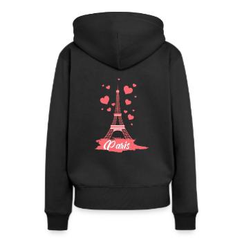 Ich liebe Paris Eiffelturm Amour Bonjour - Frauen Premium Bio Hoodie - Schwarz - Hinten - Julia (174cm)