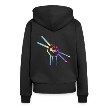 Drum sticks musique de batteur basse - Sweat à capuche Premium bio Femme - noir - Dos - Julia (174cm)