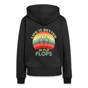Das Leben ist besser in Flip Flops - Frauen Premium Bio Hoodie - Schwarz - Hinten - Julia (174cm)