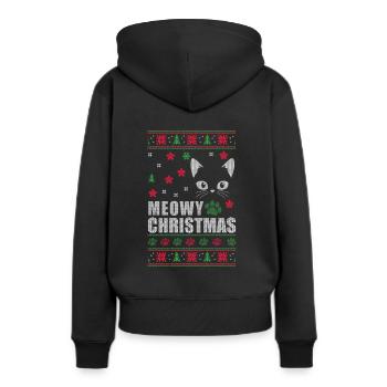 Chat de Noël laid Avent de Noël - Sweat à capuche Premium bio Femme - noir - Dos - Julia (174cm)