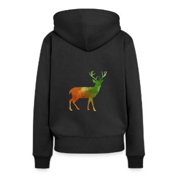 Hirsch Waldtier Schwarzwald Geweih - Frauen Premium Bio Hoodie - Schwarz - Hinten - Julia (174cm)