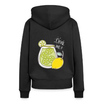 Limonade Citron Boisson Rafraîchissement estivale - Sweat à capuche Premium bio Femme - noir - Dos - Julia (174cm)