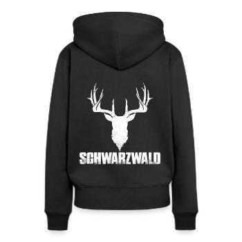 Schwarzwald Hirsch Reh Rentier Wald Rotwild - Frauen Premium Bio Hoodie - Schwarz - Hinten - Julia (174cm)