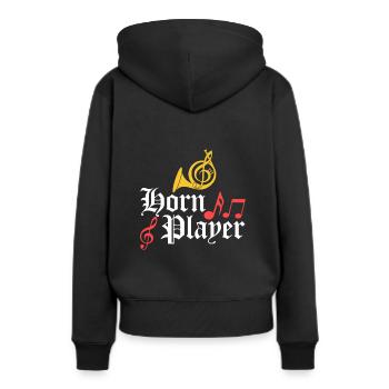 Cor joueur musicien concert laiton musique - Sweat à capuche Premium bio Femme - noir - Dos - Julia (174cm)