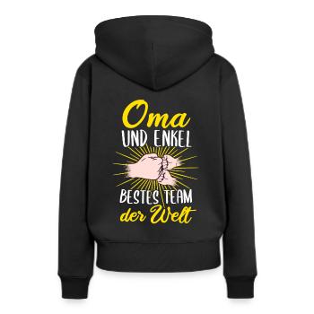 Oma und Enkel zweifache Oma Geschenk Geburt Enkel - Frauen Premium Bio Hoodie - Schwarz - Hinten - Julia (174cm)