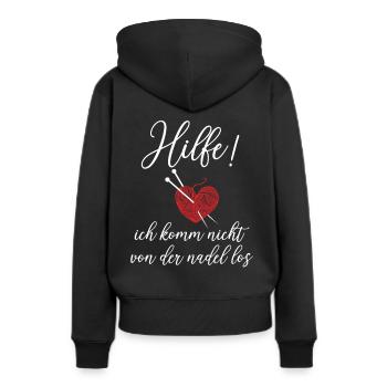Häkeln Spruch Nadel Garn Stricknadel - Frauen Premium Bio Hoodie - Schwarz - Hinten - Julia (174cm)