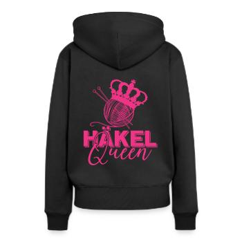 Häkel Queen Garn Stricknadel Handarbeit - Frauen Premium Bio Hoodie - Schwarz - Hinten - Julia (174cm)