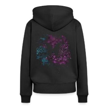 PAPILLON coloré, Retro Design, Grille à points - Sweat à capuche Premium bio Femme - noir - Dos - Julia (174cm)