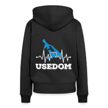 Usedom Herzschlag Insel Leben Ostsee Strand - Frauen Premium Bio Hoodie - Schwarz - Hinten - Julia (174cm)