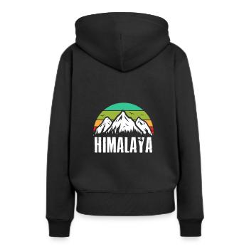 Himalaya Retro Montagnes Alpinistes - Sweat à capuche Premium bio Femme - noir - Dos - Julia (174cm)