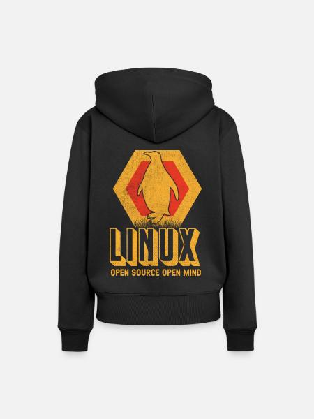 Linux Geek Penguin Nerd Computer Scientist - Ekologiczna damska bluza z kapturem Premium - czarny