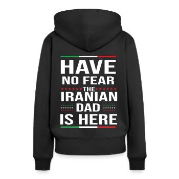 Iran père Iran Enseign - Sweat à capuche Premium bio Femme - noir - Dos - Julia (174cm)