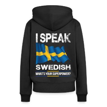 Suédois Suédois Drapeau de la Suède - Sweat à capuche Premium bio Femme - noir - Dos - Julia (174cm)