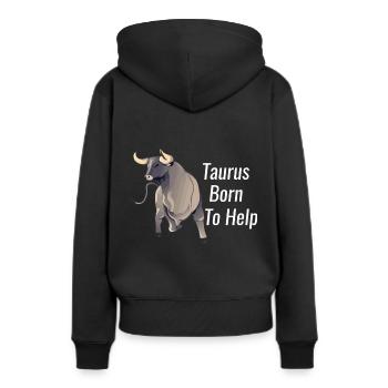 Stier - Frauen Premium Bio Hoodie - Schwarz - Hinten - Julia (174cm)