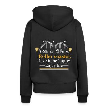 Achterbahn Freizeitpark Ausflug - Frauen Premium Bio Hoodie - Schwarz - Hinten - Julia (174cm)