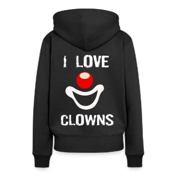 Clown Ich liebe Clowns Clown Nase - Frauen Premium Bio Hoodie - Schwarz - Hinten - Julia (174cm)