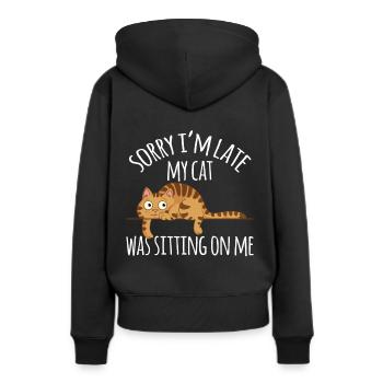 Paresseux chat chat amoureux de chats - Sweat à capuche Premium bio Femme - noir - Dos - Julia (174cm)