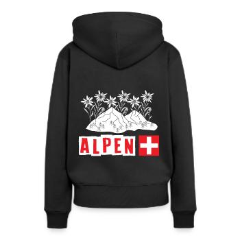 Schweizer Alpen Edelweiß Blume Edelweiss - Frauen Premium Bio Hoodie - Schwarz - Hinten - Julia (174cm)
