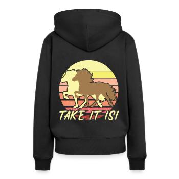 Isi Islandpferd Island Chevaux - Sweat à capuche Premium bio Femme - noir - Dos - Julia (174cm)
