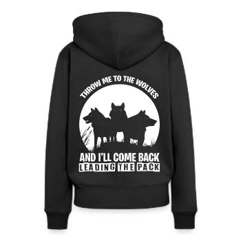Wolf Pack Rudel Wildhund Wildtiere - Frauen Premium Bio Hoodie - Schwarz - Hinten - Julia (174cm)