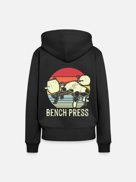 Bench Press Retro Trening Fitness - Ekologiczna damska bluza z kapturem Premium - czarny
