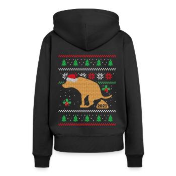 Weihnachtspullover lustig Hund Weihnachten - Frauen Premium Bio Hoodie - Schwarz - Hinten - Julia (174cm)