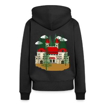 Märchen Schloss König Festung Burg Ritter - Frauen Premium Bio Hoodie - Schwarz - Hinten - Julia (174cm)